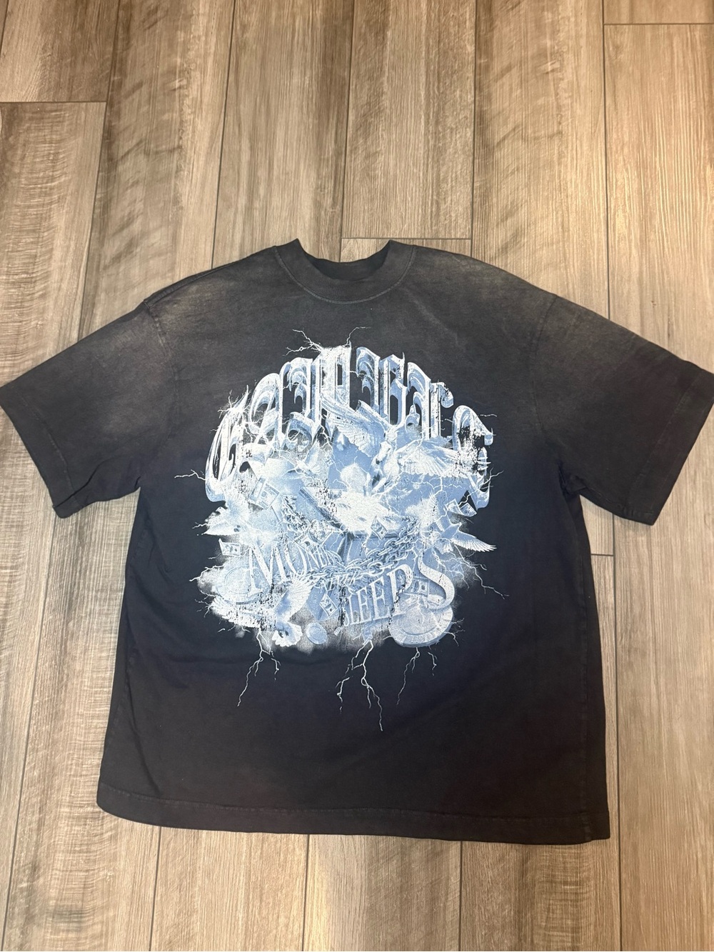 Black Graphic Short-Sleeve Men's Tee - Blue Print